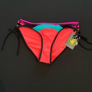 NWTBody Glove Hot Pink Bikini Bottom with Black Accents M